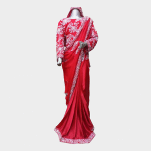 Hand Embroidered Red Saree