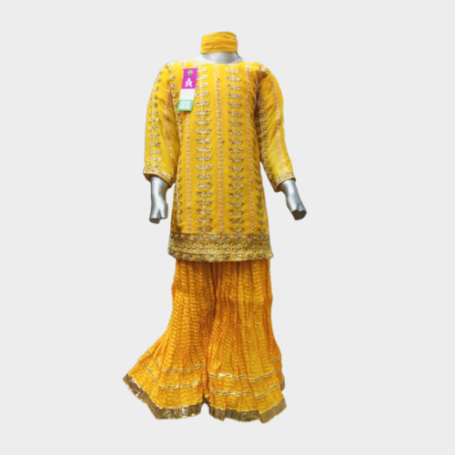 Crush Sharara Suit (Yellow)