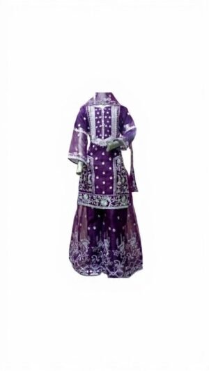 silver karhai suit with plazo