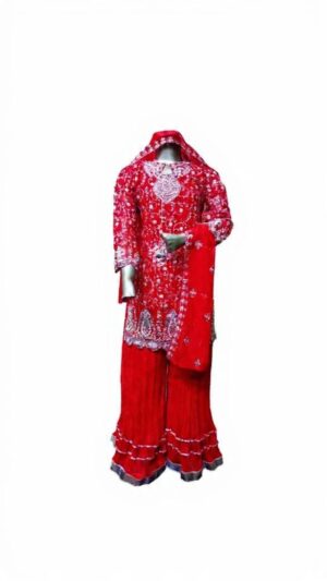 suit with silver tillah &crush sharara