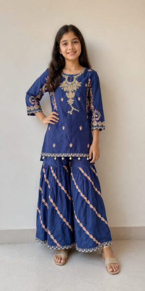 Golden karhai kurti sharara